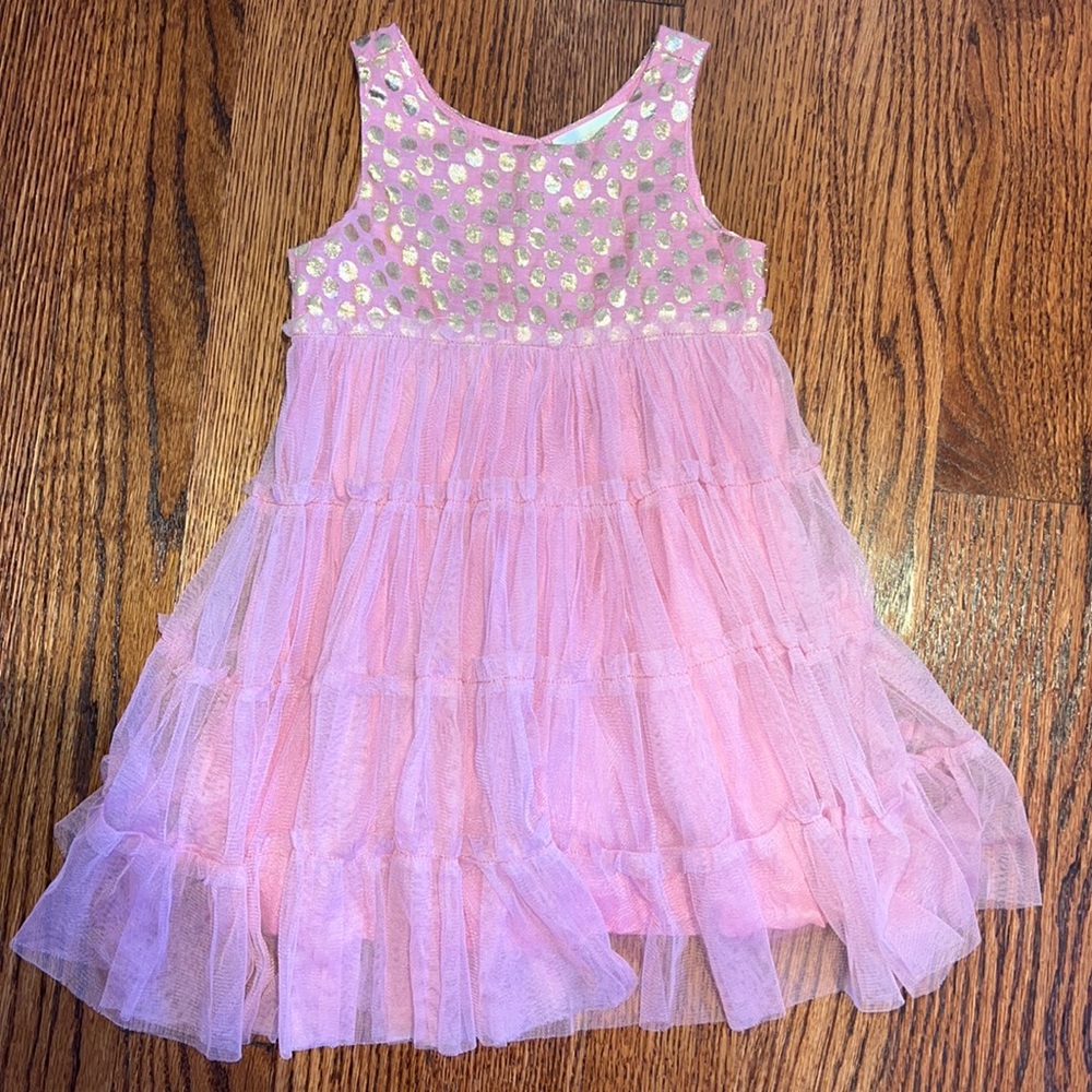Boutique Cupcakes & Pastries pink / gold tulle dress - size 2T